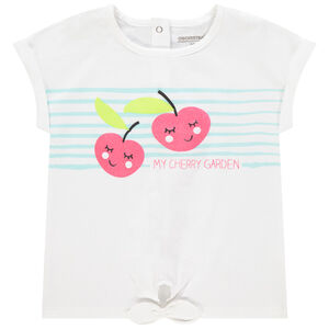Camiseta manga corta algodón orgánico estampado frutas brillantes 
