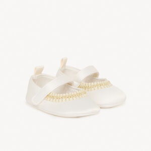 Merceditas de satén de ceremonia con bordado para bebé niña 