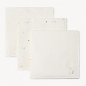 Lote de 3 muselinas con estampado de hojas para bebé 