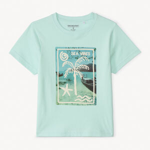 Camiseta de manga corta unicolor con estampado divertido para niño 