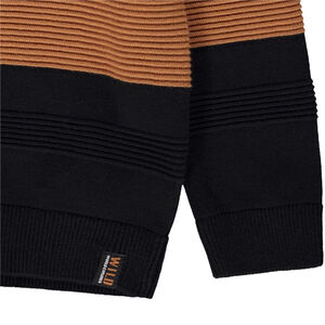 Suéter de rayas de punto fantasía con cuello cruzado para niño 