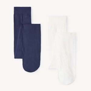 Lote de 2 pares de medias finas lisas para niña 