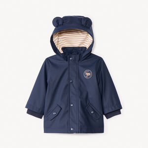 Parka lisa azul marino con capucha y orejas divertidas para bebé niño 