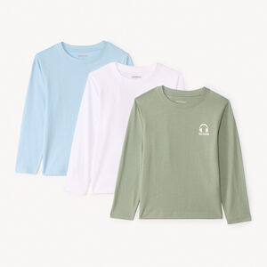 Conjunto de 3 camisetas de manga larga lisas para niño. 