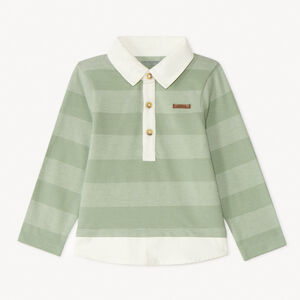 Polo de rayas de manga larga efecto 2 en 1 para bebé niño 