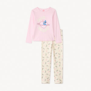 Conjunto de pijama largo de interlock Stitch de Disney para niña 