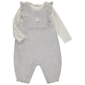 Conjunto camiseta de manga larga y ranita para bebé niña 