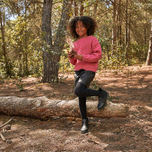 Jersey oversize de punto trenzado liso para niña 