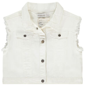 Chaqueta sin mangas de denim efecto raw cut para niña 