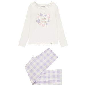 Conjunto de pijama largo bicolor de cuadros vichy para niña 