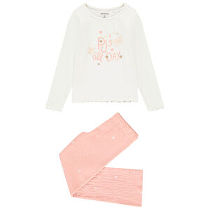 Set de pijama largo bicolor con estrellas brillantes para niña 