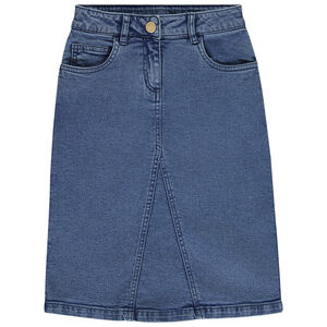 Falda larga de denim con cortes para niña 