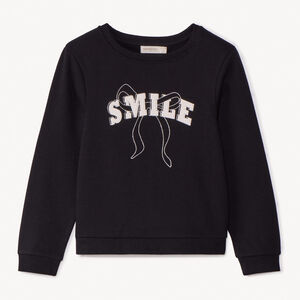 Sudadera de felpa lisa con estampado brillante para niña 