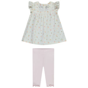 Conjunto 2 piezas con túnica estampado flores para bebé niña 