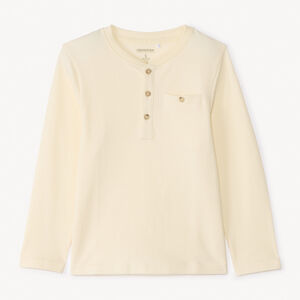 Camiseta de manga larga lisa con cuello tunecino para niño 