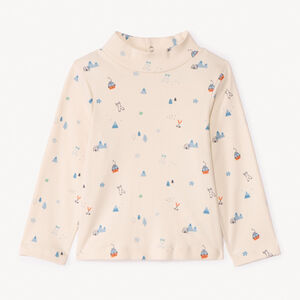Playera de cuello alto con estampado de esquí para bebé niño 