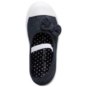 Merceditas brillantes de tela con lazo y tira elástica para niña 