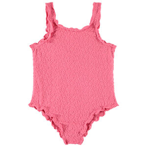 Bañador de una pieza liso con motivo animal en relieve para niña 