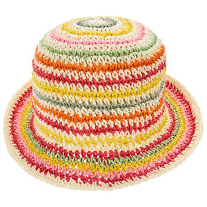 Sombrero bombín de paja trenzada multicolor para niña 