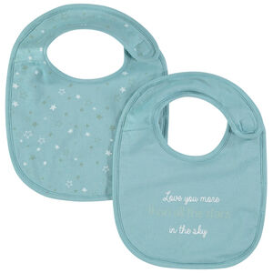 Lote de 2 baberos con mensaje y estampado de estrellas 