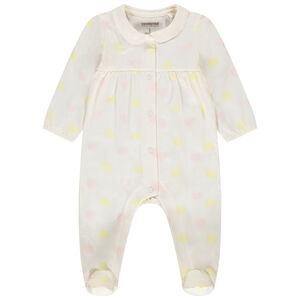 Pelele imprimido corazones con cuello babero para bebé niña 