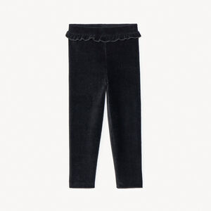 Pantalón largo volante de terciopelo acanalado para bebé niña 