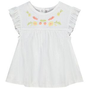 Túnica manga corta bordada para bebé niña 