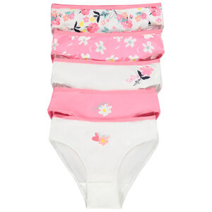 Pack de 5 braguitas de punto de jersey con estampado de flores para niña 