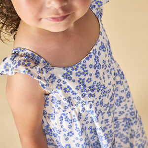 Vestido de tirantes con volantes e impresión floral para bebé niña 