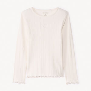 Camiseta de manga larga con corazón bordado para niña 