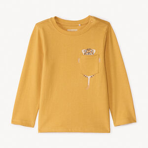 Camiseta de manga larga con bolsillo estampado para bebé niño 