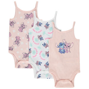 Lot de 3 bodies débardeurs Stitch & Angel Disney pour bébé fille Main Lot de 3 bodies débardeurs Stitch & Angel Disney pour bébé fille