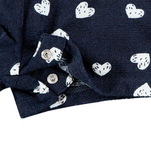 Pelele corto estampado de corazones para bebé niña 