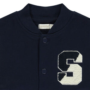 Chaqueta de felpa bordada con cuello Teddy efecto colorblock para niño 