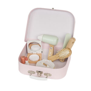 Kit de peluquería y maquillaje de madera rosa Prémaman 