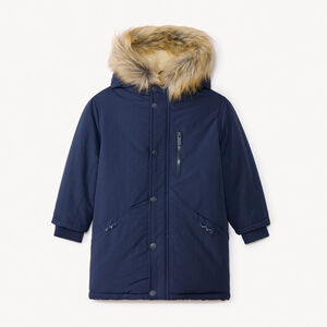 Parka con capucha y borde de pelo sintético desmontable para niño 