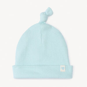 Gorro de nacimiento de punto canalé con efecto nudo para bebé niño 