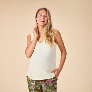 Camiseta sin mangas lisa con cuello de puntilla para mujer 