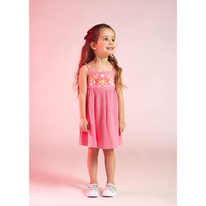 Vestido de tirantes con bordado floral para niña bebé 