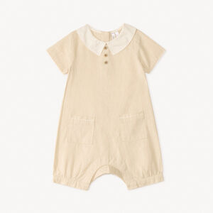 Ramona corta de lino con cuello Claudine para bebé niño 