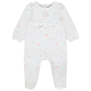 Pelele estampado con efecto pechera con volante para bebé niña 