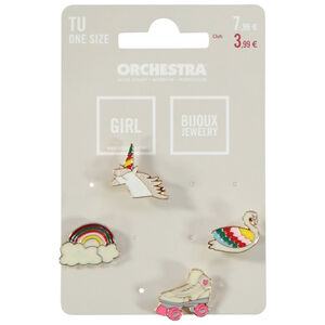 Pack de 4 pins de fantasía para niña 