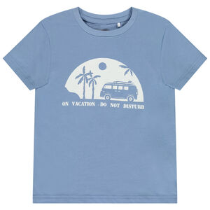 Camiseta de manga corta unicolor con estampado fantasía para niño 