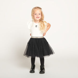 Ropa de bebé niña de manga corta con efecto 2 en 1 en dos tejidos. 