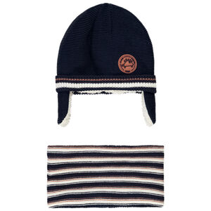 Conjunto de gorro y bufanda a rayas para bebé niño 
