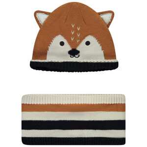 Conjunto snood y gorro divertido de zorro para bebé niño 