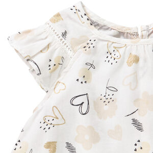 Top de satén con volantes y mangas cortas para bebé niña 