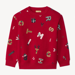 Sudadera navideña de felpa con letras para niño 