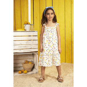 Vestido largo de tirantes con estampado de hojas para niña 