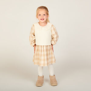 Conjunto de 2 piezas con vestido de cuadros para niña bebé 